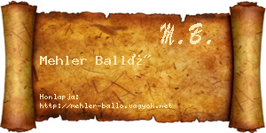 Mehler Balló névjegykártya
